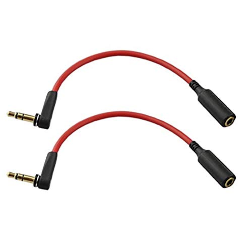 Aux Cord Extender Short 3.5mm Stereo Audio Extension Cable 6inch 2Pack - color: Red