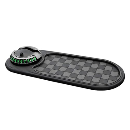 HZEL Car Dash Anti-Slip Pad, 3 in 1 Rotating Vehicle Dashboard Mat with Temporary Parking Number, Anti-Shake Auto Phone Sunglasses Keys Holder Organizer Pad, Universal Fit (Black/Gray) - color: Black/Gray