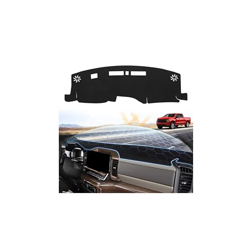 Sunsdrew Upgraded Black Dash Cover for 2022-2025 Chevrolet Chevy Silverado Accessories,Custom Fit Dashboard Cover Mat Anti-Glare UV Protector Non-Slip - size: 22-25 Silverado Dash Cover(Black)