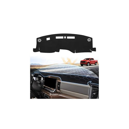Sunsdrew Upgraded Black Dash Cover for 2022-2025 Chevrolet Chevy Silverado Accessories,Custom Fit Dashboard Cover Mat Anti-Glare UV Protector Non-Slip - size: 22-25 Silverado Dash Cover(Black)
