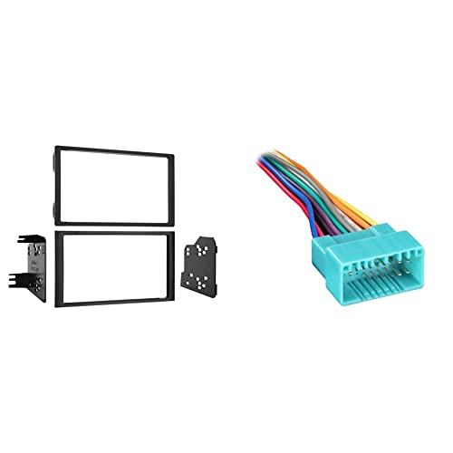 Metra 95-7861 Double DIN Installation Dash Kit for 2003-2008 Honda Pilot & Metra 70-1721 Wiring Harness for 1998-2013 Acura/Suzuki/Honda Vehicles - style: Kit + Wiring Harness
