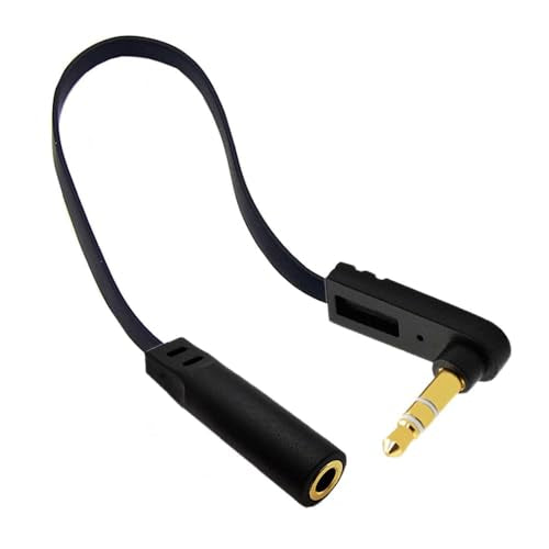 6 Inch 3.5mm Audio Extension Cable, Straight Famale to Right Angle Male 1/8" TRS Jack Extender AUX Cord for Headphone, Speaker, Car Stereo, Home Stereo, 5 Pack