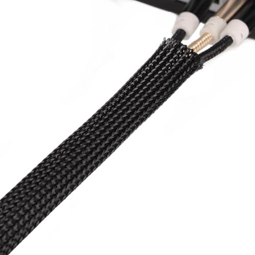 25ft PET Expandable Braided Cable Sleeve 13/16inch(20mm) Pet Braided Cable Sleeve for Audio Video Device Wire Automotive Wire (Black) - color: Black, size: 20mm"(13/16 inch)