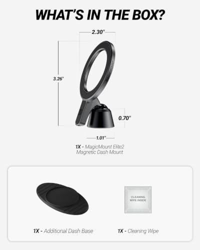 Scosche MagicMount Elite2 MagSafe Car Mount, Magnetic Phone Holder for Car Dashboard, Hands-Free Phone Mount with Strong Magnetic Hold, Minimalist Design for iPhone 17/16/15/14/13/12 and MagSafe Cases