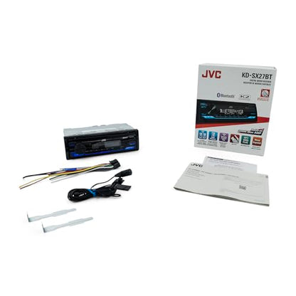 JVC KD-SX27BT Car Stereo with Bluetooth, 100W Digital Media Receiver, 1.5A USB, Single DIN Head Unit with AM/FM Radio & AUX-in, iOS/Android JVC Remote App, 13-Band EQ, Dual Phone Connection - style: Single DIN Car Stereo