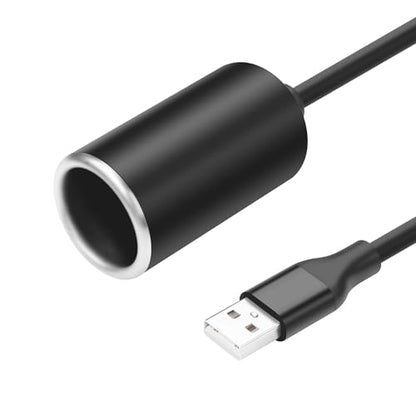 GINTOOYUN USB A Male to 12V 18W Cigarette Lighter Booster Cable Socket Adapter Power Cable for Dash Cam, GPS, Car Led Light Strips, and Other Automotive Electronics(0.98FT/0.3M) (1)
