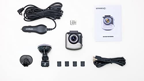 Dash Cam UltraDash C1 GPS + 64GB High Endurance Micro SD Card Bundle - Magnetic Charging Mount, HDR High-end Night Image Sensor, F1.8 140 Degree Wide Angle Lens, G-Sensor, 2" LCD, Super Capacitor - style: 64GB / UltraDash C1 w/ GPS Logger