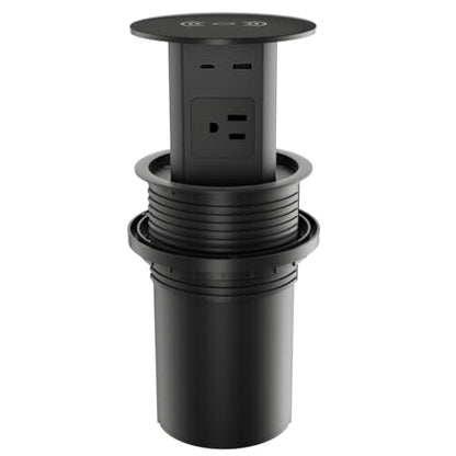 Pop up Outlet,4-inch Hole,4-AC,PD20W USB-C,6ft Cord,Black - color: Black