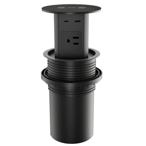 Pop up Outlet,4-inch Hole,4-AC,PD20W USB-C,6ft Cord,Black - color: Black