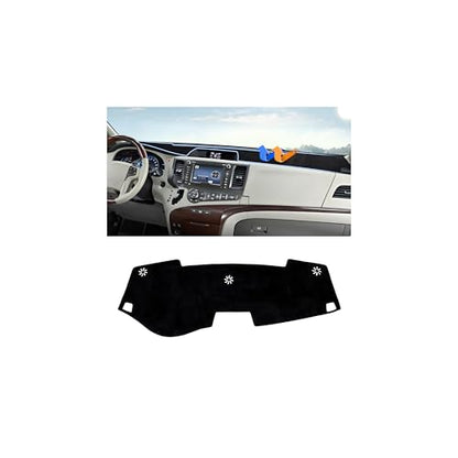 Autorder Dashboard Cover Mat for Toyota Sienna 2011-2014 Accessories Dash Cover Upgrade Flannel Dash Mat Sunshade Glare UV Rays Protector - size: Black 11-14 Sienna