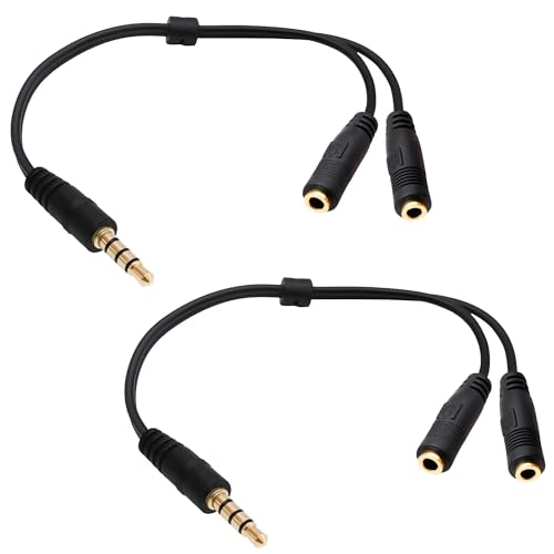 3.5mm TRRS Headphone Splitter Y Cable Adapter 20cm