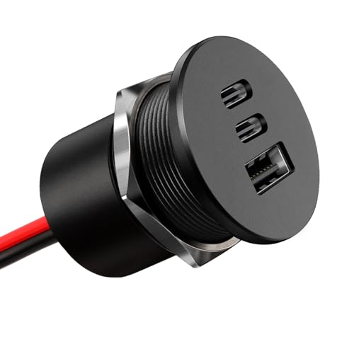 acegoo 78W 12V USB Outlet, 3 Port Fast Charging Aluminum Car USB C Charger - color: 1 Pcs