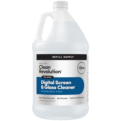 Clean Revolution Pro Digital Screen and Glass Cleaner, Spray and Wipe TV Screens, Computers, Mirrors and Windows: Non-Toxic, No Harsh Chemicals or Odors.Unscented, 128 oz (Pack of 1) - Made in USA - size: 128 Fl Oz (Pack of 1)
