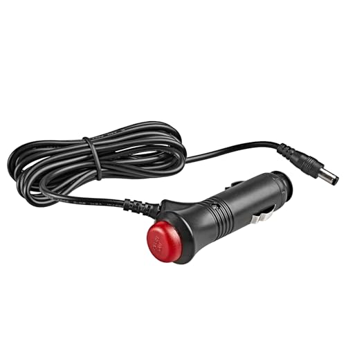 Anina 5.5x2.1mm Car Cigarette Lighter Adapter Plug Cord with Switch Button, 6.5ft 12V-24V Male Cigarette Lighter Power Supply Charger Extension Cable Fuse for Rear View Camera Monitor Car Refrigerator