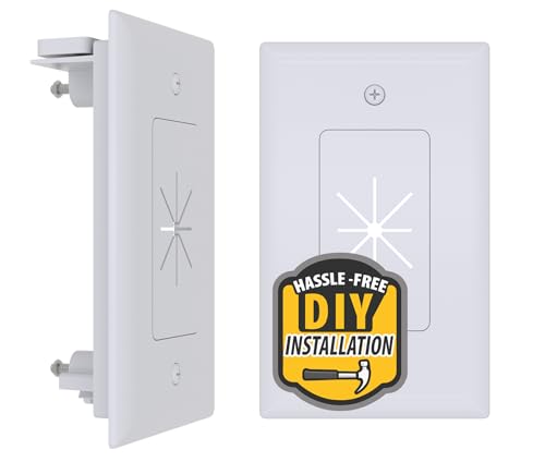 DATA COMM Electronics 45-0014-WH 1-Gang Cable Wall Plate w/ Flexible Opening, Low Voltage Wall Plate,Conceals Up to 6 Cables, Easy Installation,White - style: White - Pass Through Plate / 1-Pack