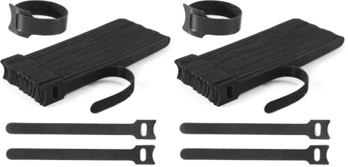 Nettbe Reusable Cable Ties, 60 PCS 8 Inches Adjustable Cord Straps Wire Organizer Cord Wrap and Hook Loop Cable Management (Pack of 2) - size: 8inches-60PCS (Pack of 2)