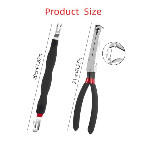 Electrical Disconnect Pliers, Electrical Connector Separator Tool, 8 inch Automotive Electrical Disconnect Pliers for Cars, Locking Push Tab Plugs - style: Straight+Separator