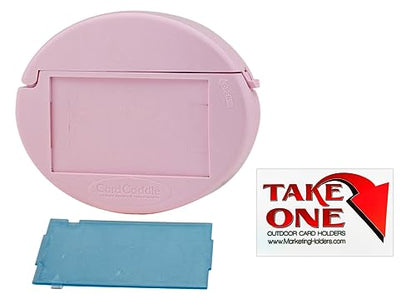 Vehicle Business Card Bin with Lid Holds 3.5" x 2" Contact Information Cards Stick On Advertising Box Light Pink Plastic On The Go Caddy by Marketing Holders - color: Mary Kay Pink