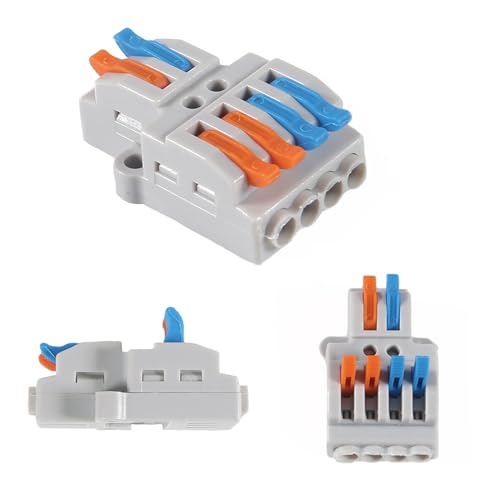 DIANN 10pcs Lever Wire Connectors 2 in 4 Out Circuit Inline Splices Electrical Wire Connector 28-12 AWG Quick Connect Splice Wire Connectors - color: 10pcs 2 in 4 out