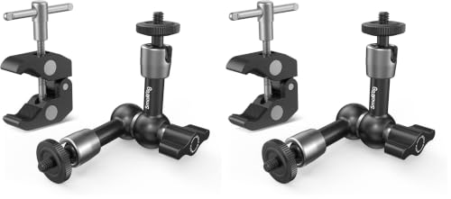SMALLRIG Super Clamp w/ 1/4" and 3/8" Thread and 5.8 Inches Adjustable Friction Power Articulating Magic Arm with 1/4" Thread Screw for LCD Monitor/LED Lights - KBUM2730 (Pack of 2) - size: 5.8''+arm only (Pack of 2)