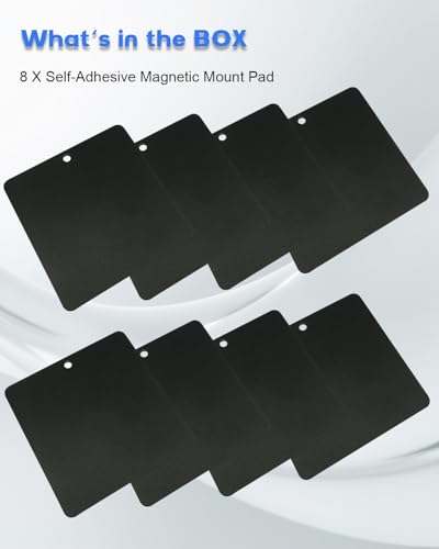Self-Adhesive Magnetic Mount Pad for Aluminum Cabs, Self-Adhesive Sticker Steel Pad Enable Magnet LED Light Bar/Pod Light/Spotlight/Beacon/Radio on Aluminum Surface for Truck SUV RV|No Drilling-8 Pack - size: 8 Pack
