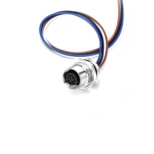 1.64Ft M12 4-Pin A Code Female Connector Cable,Front-Panel Mount Cable,Unshielded Straight Plug Socket Aviation Connector Electrical Cable for Fixed Panel,250V 4A IP67 Rated (0.5M) - color: 4Pin Female Front lock, size: 1.64FT/0.5M