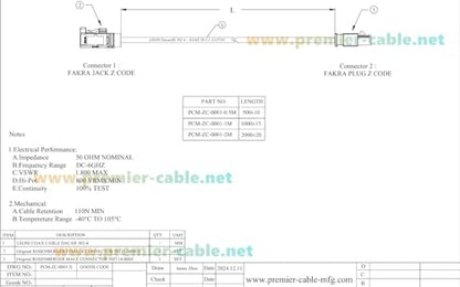 Rosenberger Fakra Z Cable Fakra Z Male Plug to Female RF Coaxial Cable 50 Ohm Vehicle Antenna Extension Cable 59Z114-000Z to 59Z113-000Z for ADAS, GPS Navigation, GMSL/FPD-Link Camera (1M/3.28FT) - size: 1M/3.28FT