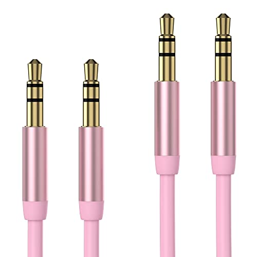 TalkWorks Aux Cable 3.5mm Audio Cord for Car - 6ft Long Heavy-Duty Male to Male Jack Extension & Adapter Aux Cord for iPhone, Android, Samsung Galaxy, Headphones, Rose Gold - 2 Pack - color: Rose Gold
