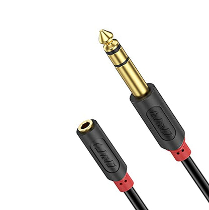 J&D 3.5mm to 1/4 Headphone Adapter Cable, Gold Plated Audiowave Series 3.5mm 1/8 inch Female TRS to 6.35mm 1/4 inch Male TRS Stereo Audio Cable for Mixer Guitar Piano Amplifier Speaker, 6FT - size: 6 Feet