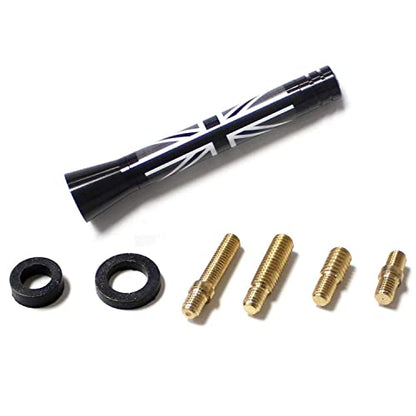 iJDMTOY 3-Inch Black/White Union Jack Theme Short Antenna Compatible with Mini Cooper (All Models) & More Other Cars - color: Black/White
