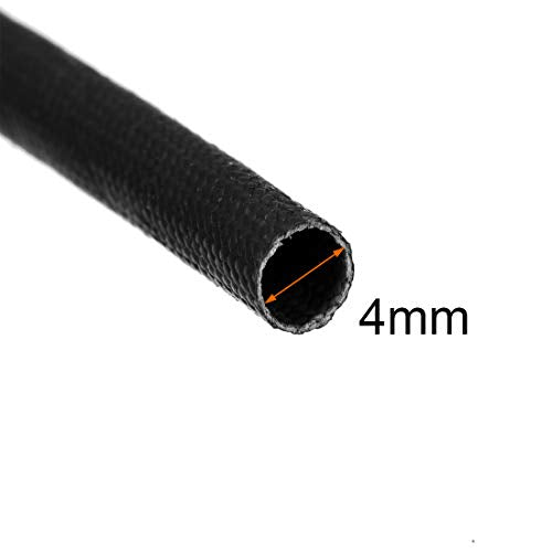 uxcell Insulation Braid Sleeve, 16.4Ft-4mm High TEMP Silicone Fiberglass Sleeve Black - color: Black, size: 4MM