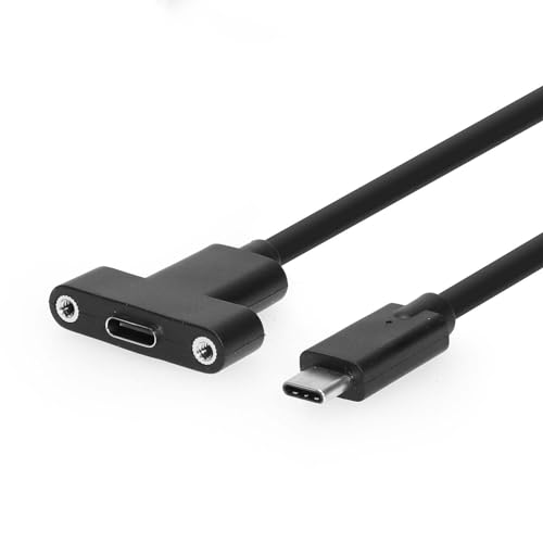 Coolgear USB 3.2 Gen 2 Type-C Male to Female Panel Mount Extension Cable - 36 inch - 10Gbps - 3A Charging - Shielded - size: 36 inch