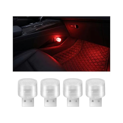 4 Pack USB LED Ambient Lights, Red - color: Red