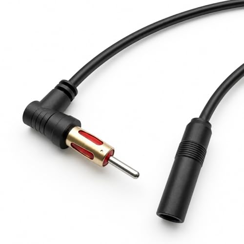 Car DIN Plug AM/FM Radio Stereo Male Right Angle to Female Adapter Antenna Connector Antenna Extension Cable Conversion Cable (10 Ft) - size: 10 Ft