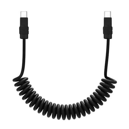 chubbycable USB C to C 240W 브레이드 코일 충전 케이블, 올 블랙, 1.8m(6피트) - color: 블랙+블랙., style: 타입 C-타입 C