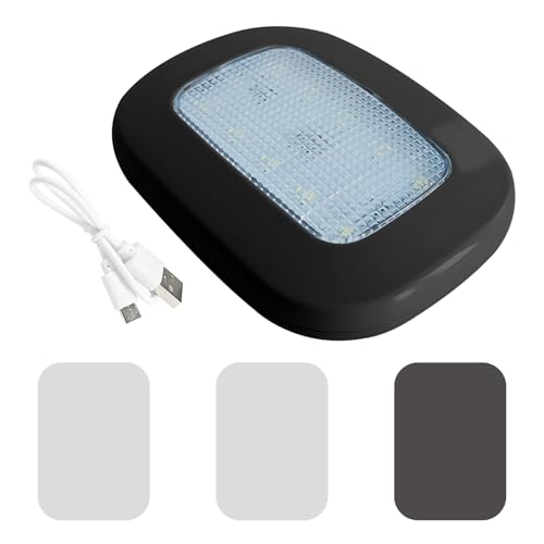 Car Interior Ceiling Roof Lights, Dome Light, Magnetic Rechargeable USB Wireless Dome Lamp, Press Switch 10 LEDs Car Interior Ceiling Reading Lamp Universal for RV Truck Trailer Camper (Black) - color: Black