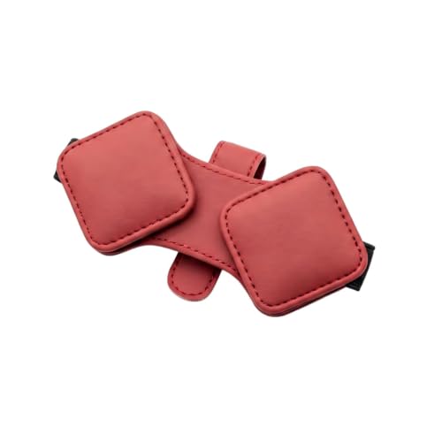 Sunglass Holder for Car Visor, Leather Eyeglasses Double Clip, Multifunctional Ticket Card Clip, Universal Auto Visor Organizer Accessories (Red) - color: Red