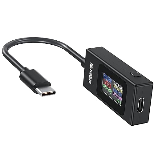 diymore USB C Tester Power Meter,Digital Multimeter, Type C Voltage and Current Tester Meter, Power Bank Capacity,Working Time Ammeter Voltmeter USB Cable Charger Detector LED Display - color: USB c Tester