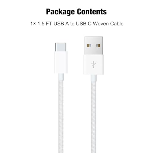 1.5FT Short IPhone 17/17E/16/16E/15 Woven Cable, USB A to USB C CarPlay Charger Cable for iPhone 15 16 17 Pro Max, Plus/Air, iPad 10th Gen, iPad Pro 12.9/11, Air 5th/4th Gen, Mini 6th Charging Cord - size: 1.5FT, style: USB A to USB C
