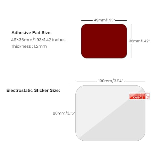 3 PCS Sticky Adhesive Pads for Dash Cam,Sticky Adhesive Replacement Tape for Dash Cam Mount,Car Camera Base,Phone Car Mount, with 3 Pcs Car Windshield Electrostatic Sticker (1.93×1.42in) - color: 1.93×1.42in