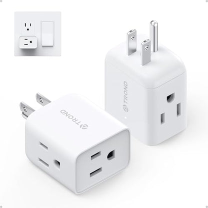 TROND Multi Plug Wall Outlet Extender 2 Pack, Small Outlet Splitter, White - color: White, size: 3 Prong, 2 Pack