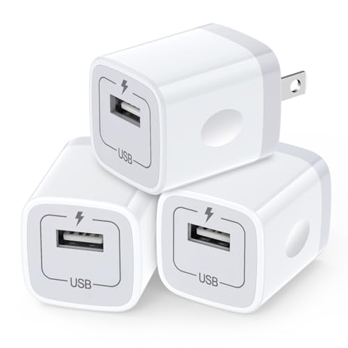 USB Plug Wall Adapter,1A/5V Single Port Wall Charger Block Charging Cube - color: White