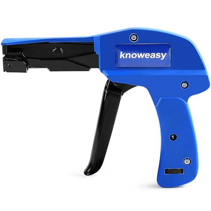 Cable Tie Gun,Knoweasy Fastening Cable Tie Tool,Die-Cast Steel Flush Cut Zip Tie Tool with Steel Handle for Nylon Cable,7 Inches Length Zip Tie Gun - color: Blue
