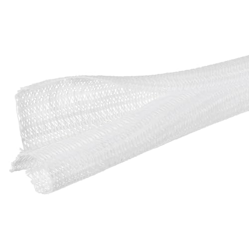 uxcell 6.6ft - 3/4 Inch Expandable Braided Cable Sleeving, PET Cable Management Wire Sleeve Cord Protector, Wire Wrap Loom Tube for TV Computer Office Home Devices, White - color: White, size: 6.6ft - 3/4 Inch