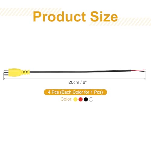 MECCANIXITY 0.7FT RCA to Bare Wire Speaker Cable, 22AWG Replacement RCA Female Plug to Open End Pigtail Audio Cable Connector Adapter for Amplifier, Home Audio Speakers