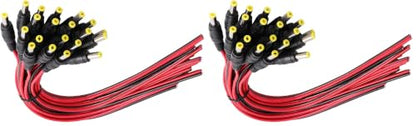 (Real 18AWG 43x2pcs Wires 20pcs Male DC Power Pigtail Cable, 12V 5A DC Connectors for CCTV Security Camera and Lighting Power Adapter (2.1mm x 5.5mm, Ultra Thick) (Pack of 2) - size: 20 Pcs DC Power Pigtail Cable Male (Pack of 2)