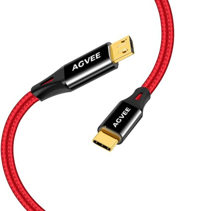 AGVEE 2 Pack 1ft USB-C to Micro USB Cable - color: Red, size: 1ft+1ft