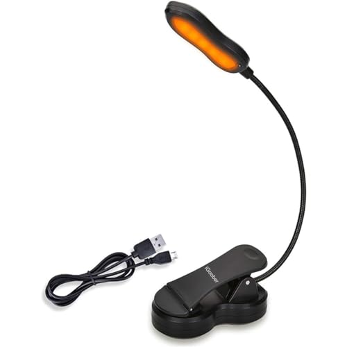 Amber Book Light, Rechargeable Blue Light Blocking Reading Light, Clip on Book Lamp, 3 Brightness Eye Care Sleep Aid Reading Lights for Study Bookworms Travel