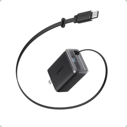 Anker Nano Retractable USB C Charger Block, Compact 35W Phone Charger - color: Black