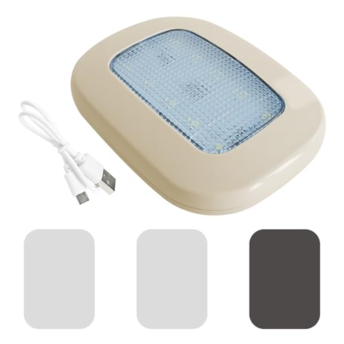 Car Interior Ceiling Roof Lights, Dome Light, Magnetic Rechargeable USB Wireless Dome Lamp, Press Switch 10 LEDs Car Interior Ceiling Reading Lamp Universal for RV Truck Trailer Camper (Beige) - color: Beige